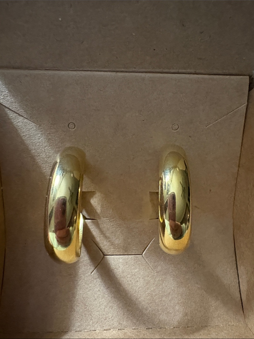 Gold Tone Chunky Hoop Clip On Earrings